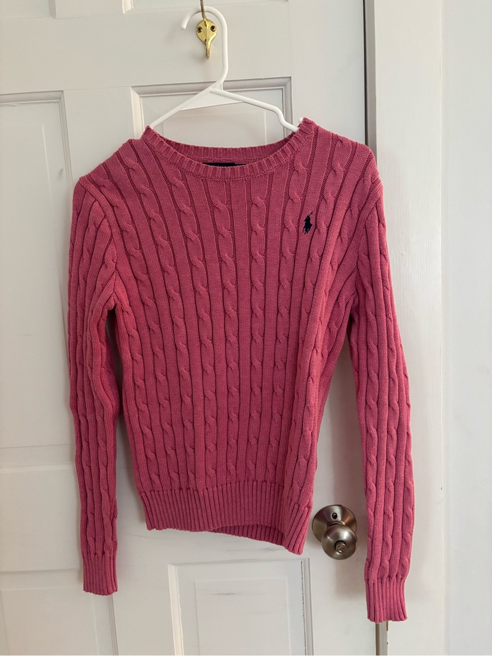 Ralph Lauren Raspberry Cable-Knit Crewneck Sweater